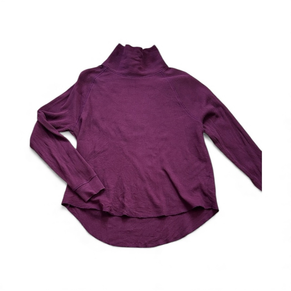 Cranberry Red 100 % cotton Waffle Long Sleeve Turtleneck